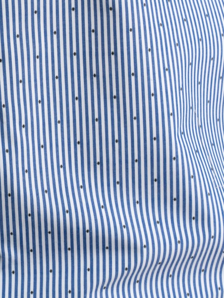 Camisa hombre rayas azules fil coupé cuello semifrancés