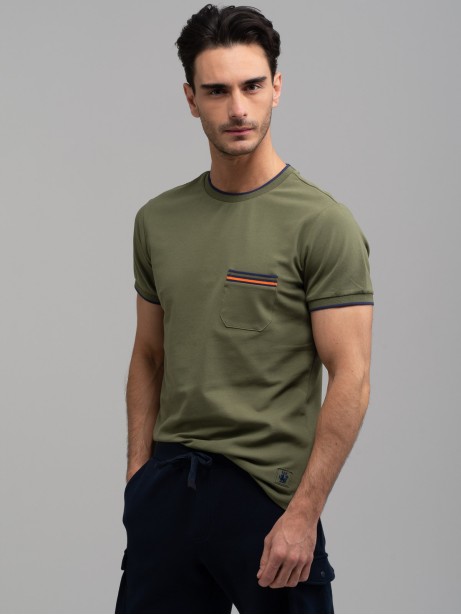 T-shirt uomo in cotone stretch con taschino 2