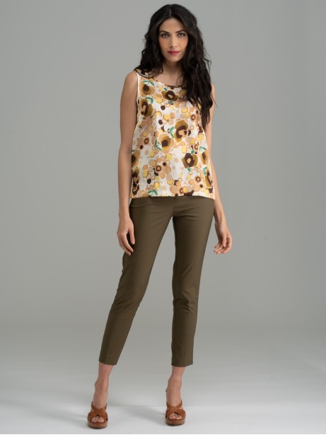 Camisa estampada sin mangas para mujer