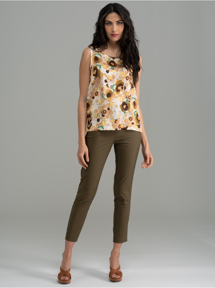 Camisa estampada sin mangas para mujer