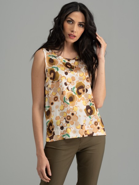 Camisa estampada sin mangas para mujer