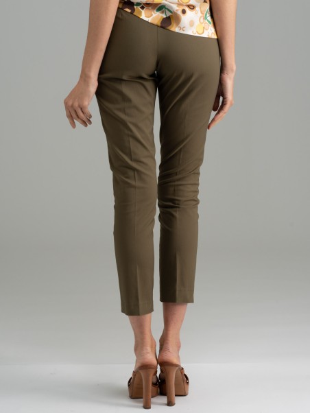 Pantalone donna verde militare a sigaretta