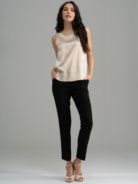 Camisa lisa sin mangas para mujer