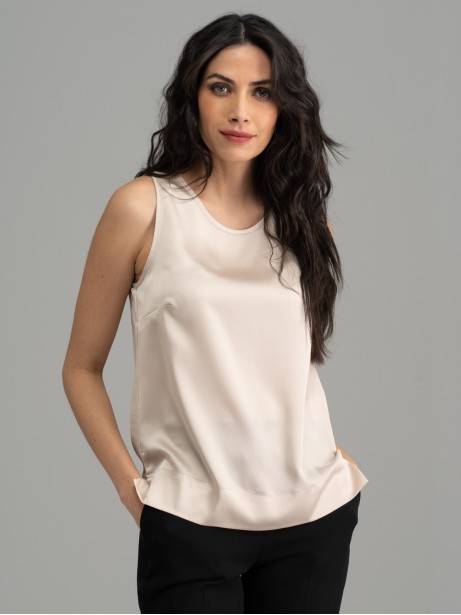 Camisa lisa sin mangas para mujer