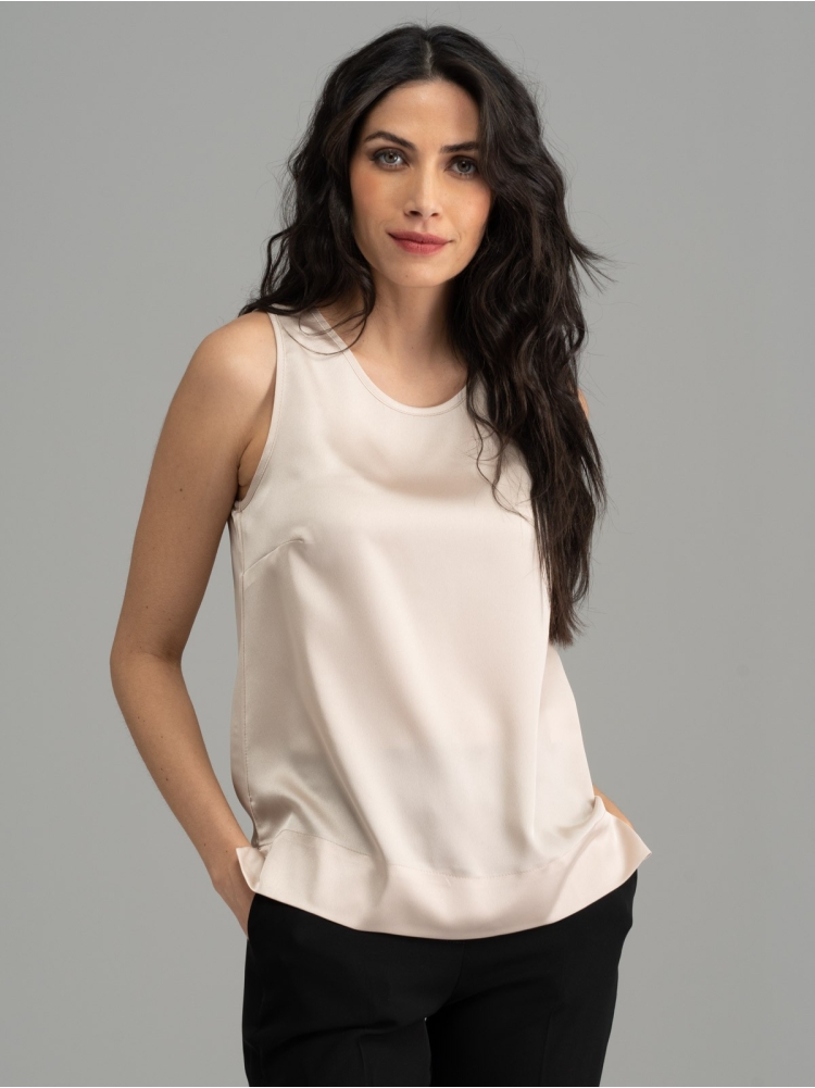 Camisa lisa sin mangas para mujer