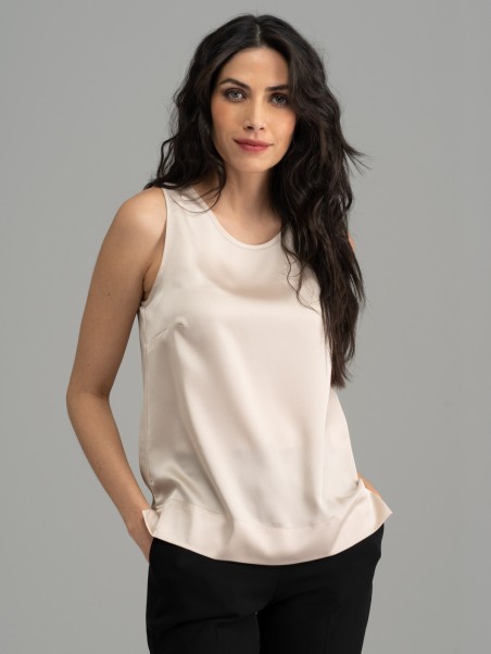 Camisa lisa sin mangas para mujer