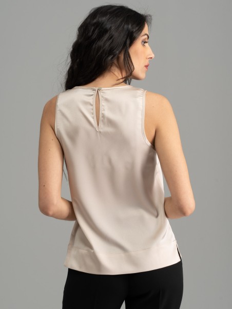 Camisa lisa sin mangas para mujer