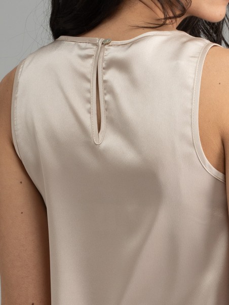 Camisa lisa sin mangas para mujer