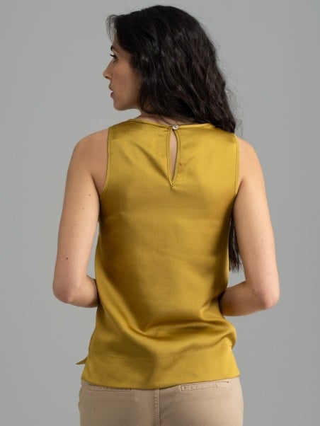 Camisa lisa sin mangas para mujer