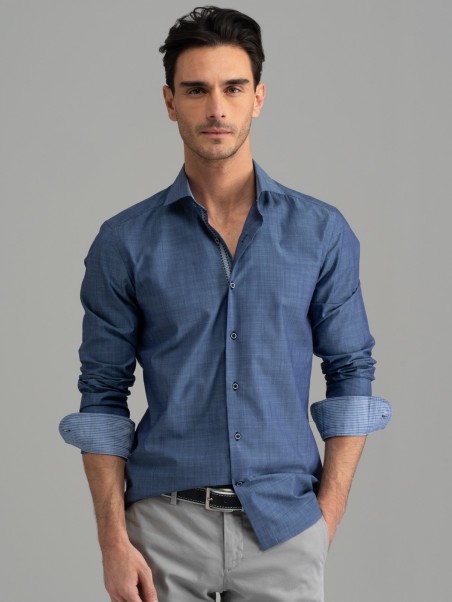 Camicia uomo tinta unita bianca collo semi francese