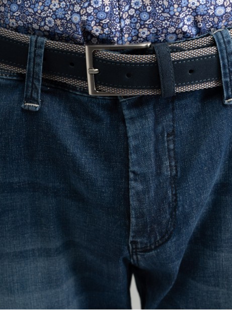 Cintura uomo in camoscio blu applicato su nastro 2