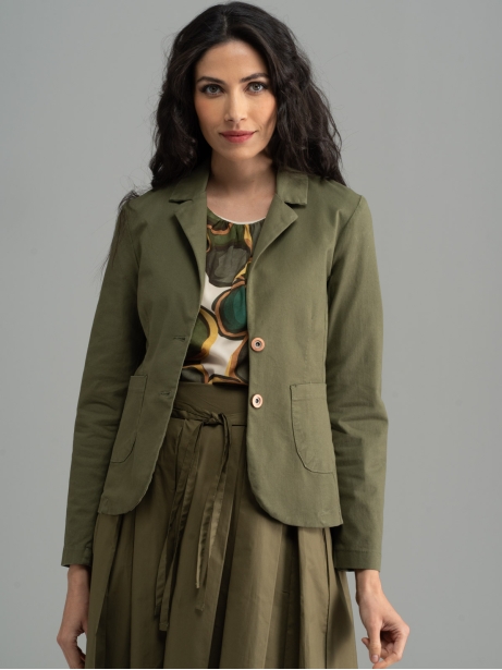 Chaqueta de mujer de algodón elástico verde militar