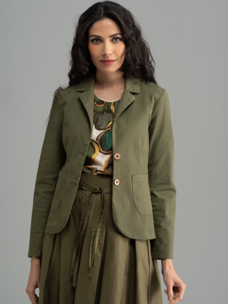 Chaqueta de mujer de algodón elástico verde militar