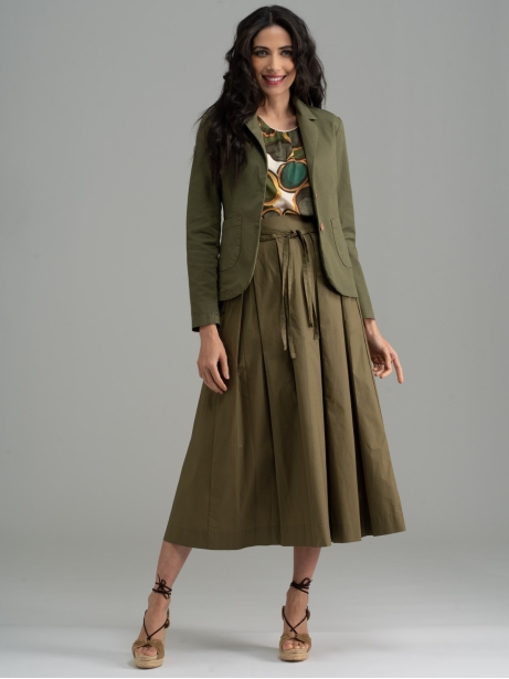 Chaqueta de mujer de algodón elástico verde militar 2