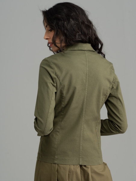 Chaqueta de mujer de algodón elástico verde militar