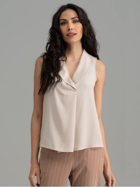 Camisa de mujer sin mangas de color liso con reverso 2