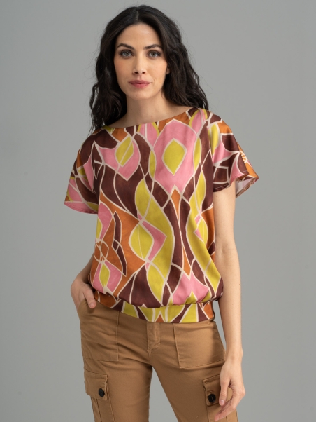 Camisa estampada de mujer con lazo en la espalda