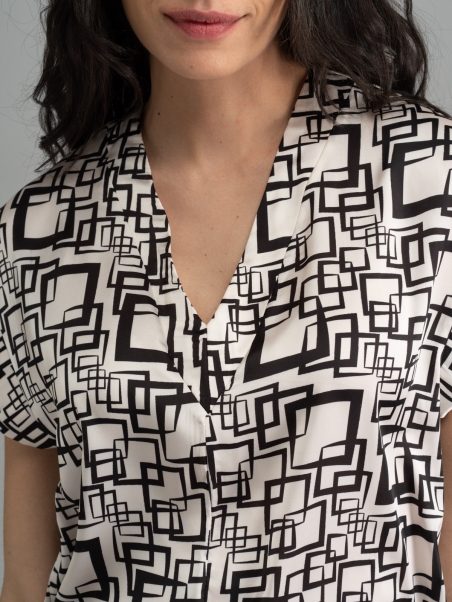 Camicia donna stampa optical collo a v