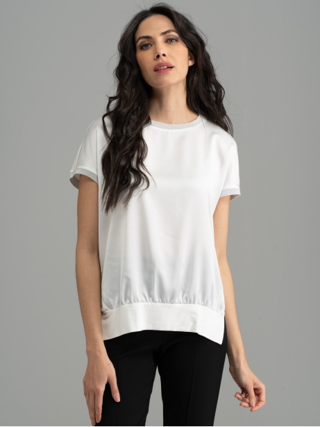 Camisa de mujer de manga baja con doble tejido
