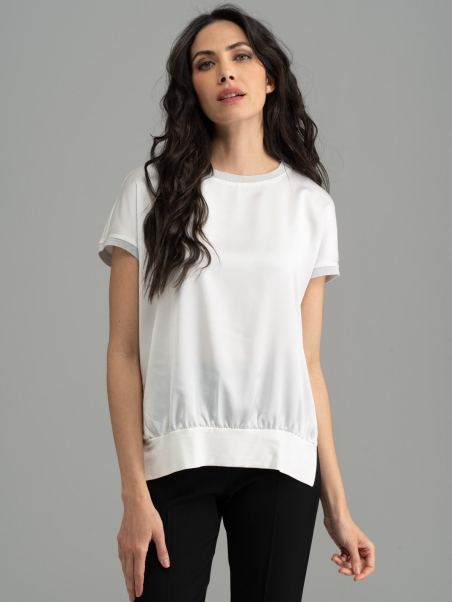 Camisa de mujer de manga baja con doble tejido