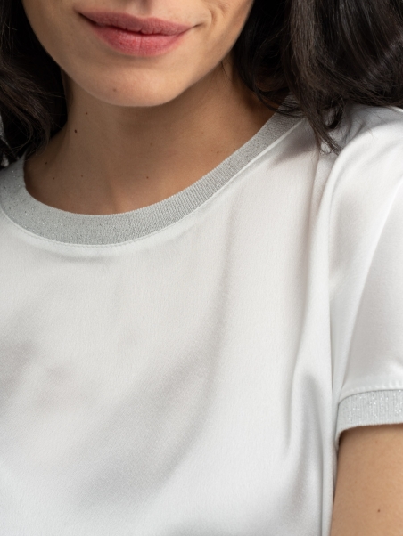 Camisa de mujer de manga baja con doble tejido