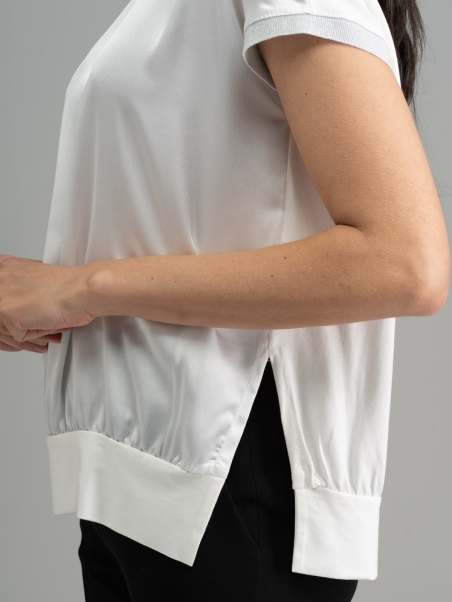 Camisa de mujer de manga baja con doble tejido