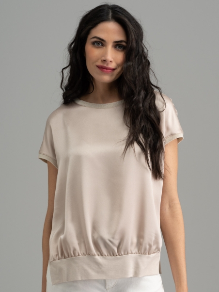 Camisa de mujer de manga baja con doble tejido
