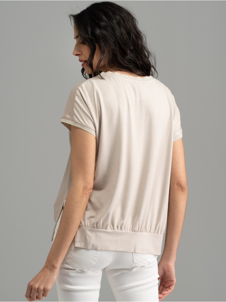 Camisa de mujer de manga baja con doble tejido
