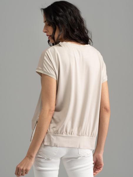 Camisa de mujer de manga baja con doble tejido