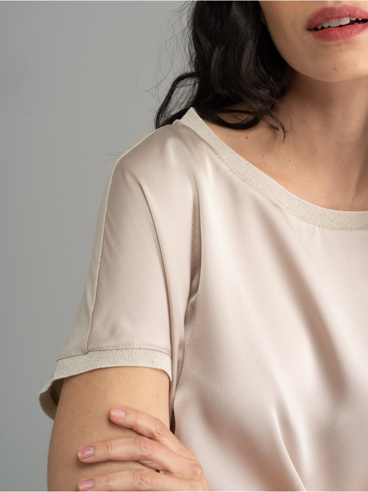 Camicia donna manica scesa con doppio tessuto