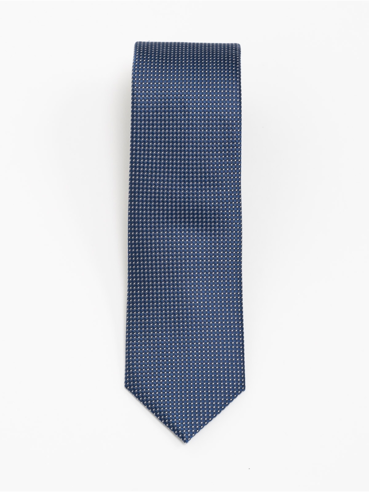 Corbata azul de caballero con microdiseño