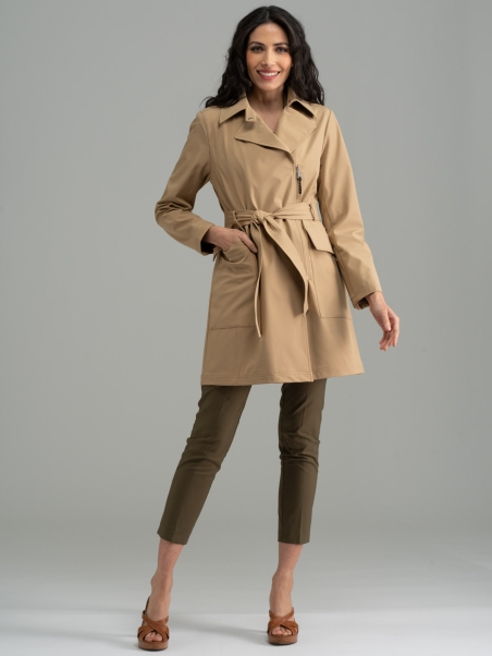 Trench donna lungo con tasche applicate e cintura