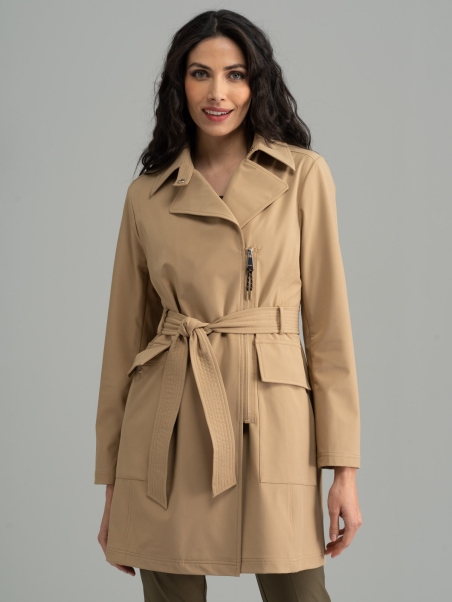 Trench donna lungo con tasche applicate e cintura