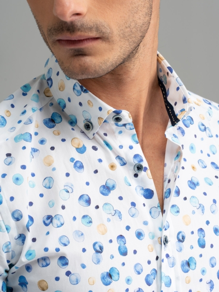 Camicia uomo macro pois collo button down