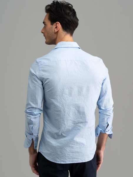 Camicia uomo azzurra collo semi francese