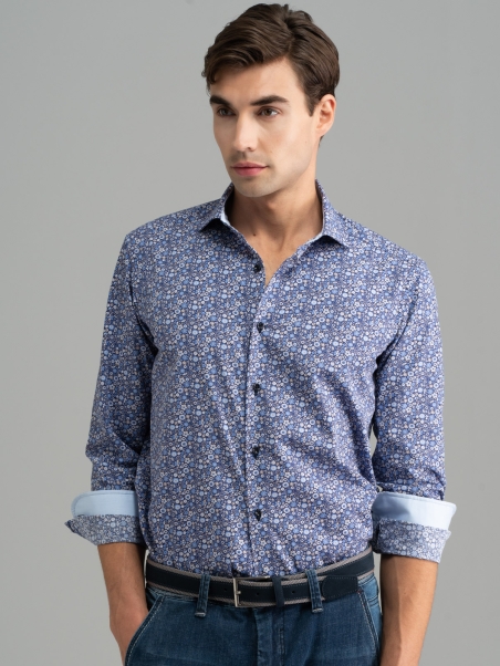 Camicia uomo office floreale collo semi francese