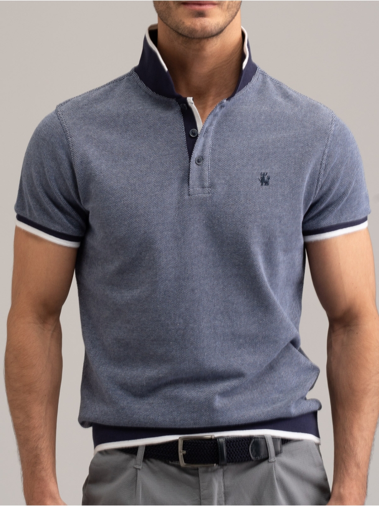 Polo uomo mezza manica 4 fili effetto maglia