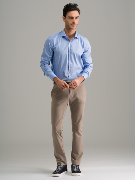 Camisa de oficina para hombre cuello semifrancés micro rayas