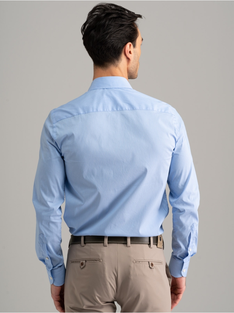 Camisa de oficina para hombre cuello semifrancés micro rayas