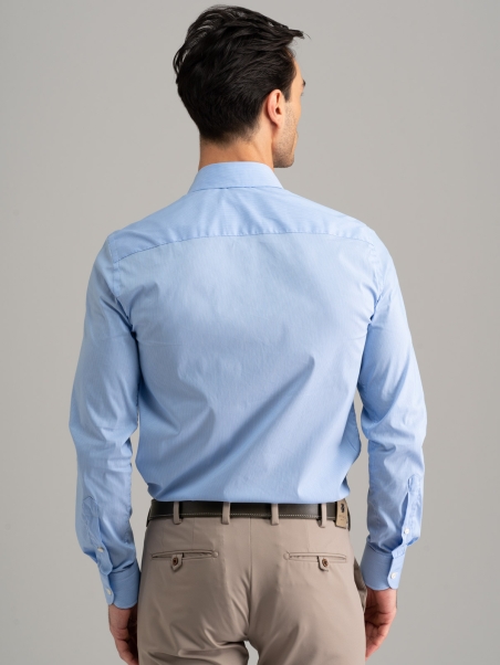 Camisa de oficina para hombre cuello semifrancés micro rayas
