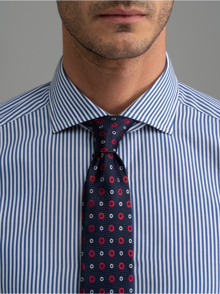 Camisa de rayas de oficina para hombre de cuello semifrancés