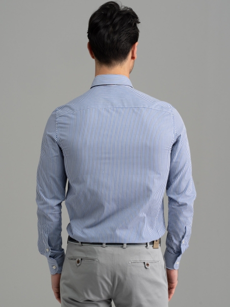 Camisa de rayas de oficina para hombre de cuello semifrancés