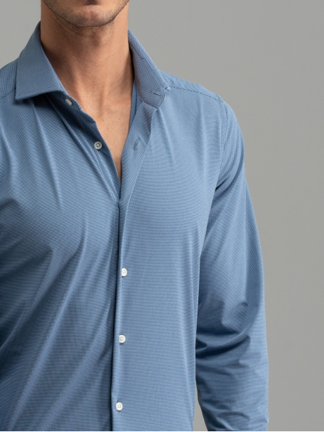 Camisa hombre TECNO azul claro cuello semifrancés 2