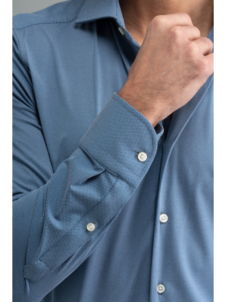 Camisa hombre TECNO azul claro cuello semifrancés