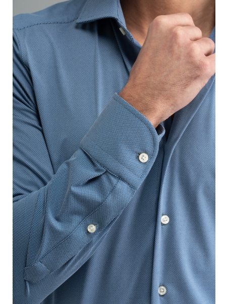 Camisa hombre TECNO azul claro cuello semifrancés