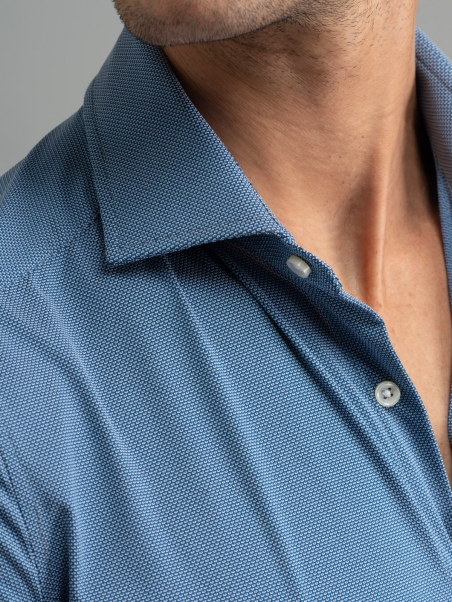 Camisa hombre TECNO azul claro cuello semifrancés