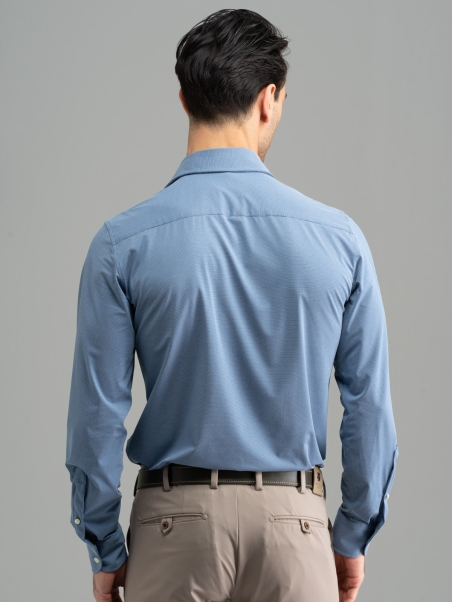 Camisa hombre TECNO azul claro cuello semifrancés