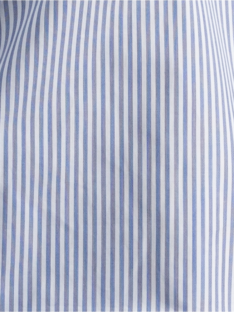 Camisa de rayas de oficina para hombre cuello abotonado azul