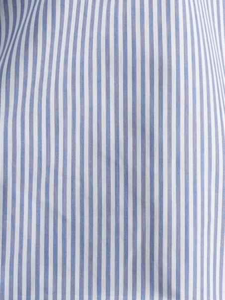 Camisa de rayas de oficina para hombre cuello abotonado azul