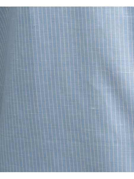 Camisa de media manga para hombre en mezcla de lino Cuello coreano